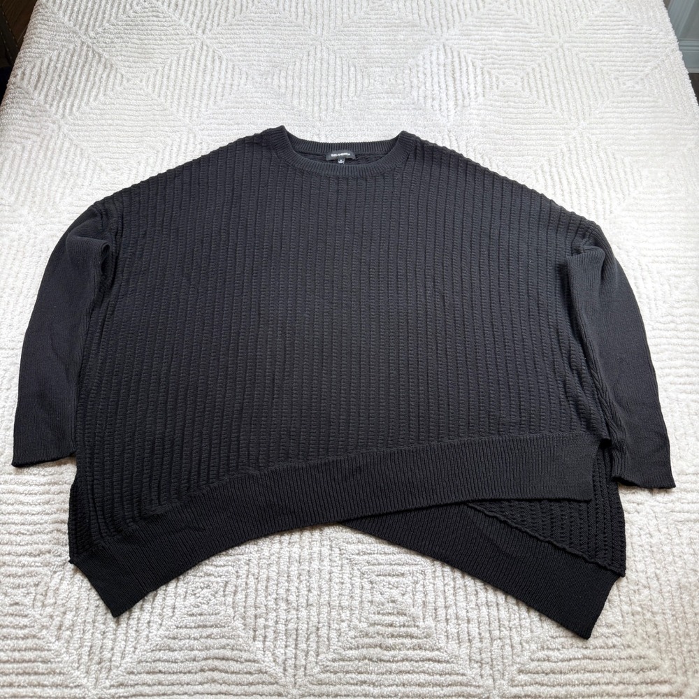 525 America Sweater Women's Medium Black Cotton Minimalist Edgy Dark Layering